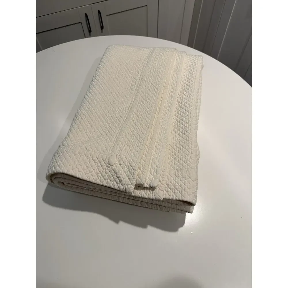 Bagni Volpi Noemi Italy Cotton Matelasse Coverlet Cream 92x80 Full Queen
